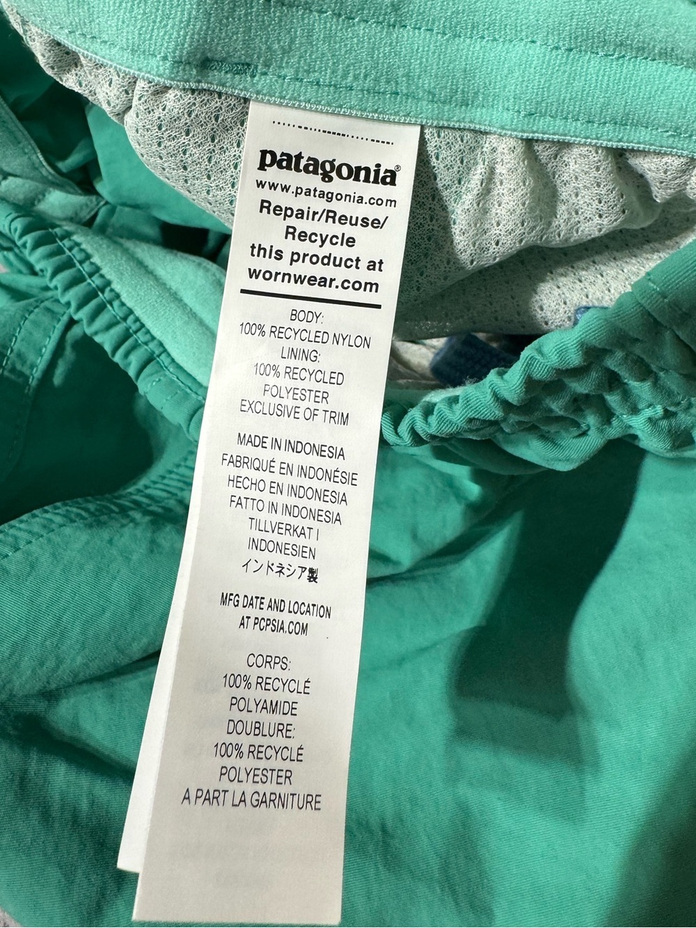 Patagonia Women’s Baggies Shorts Aqua Green Size Medium - Picture 4 of 4
